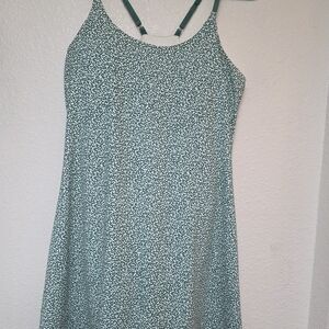 Green Speckle A-Line Spaghetti Strap Dress
